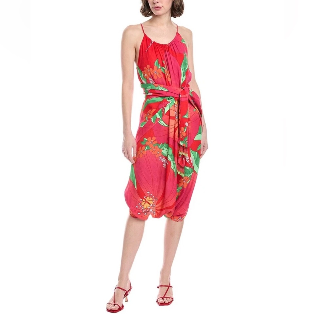 NWT FARM Rio Pink Pietra Convertible Midi Dress Size S